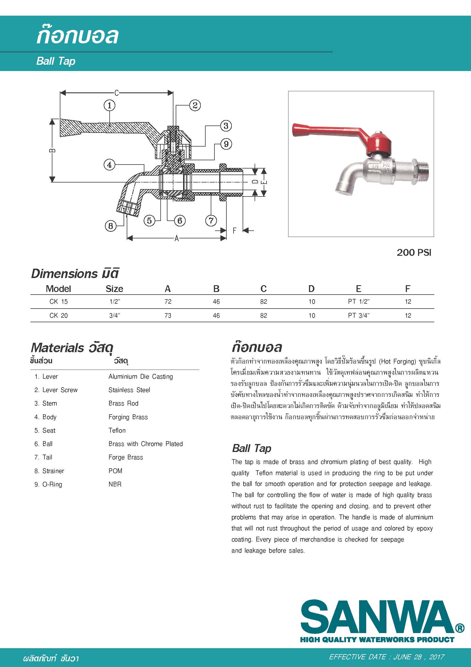 ก๊อกบอล SANWA (Ball Tap)